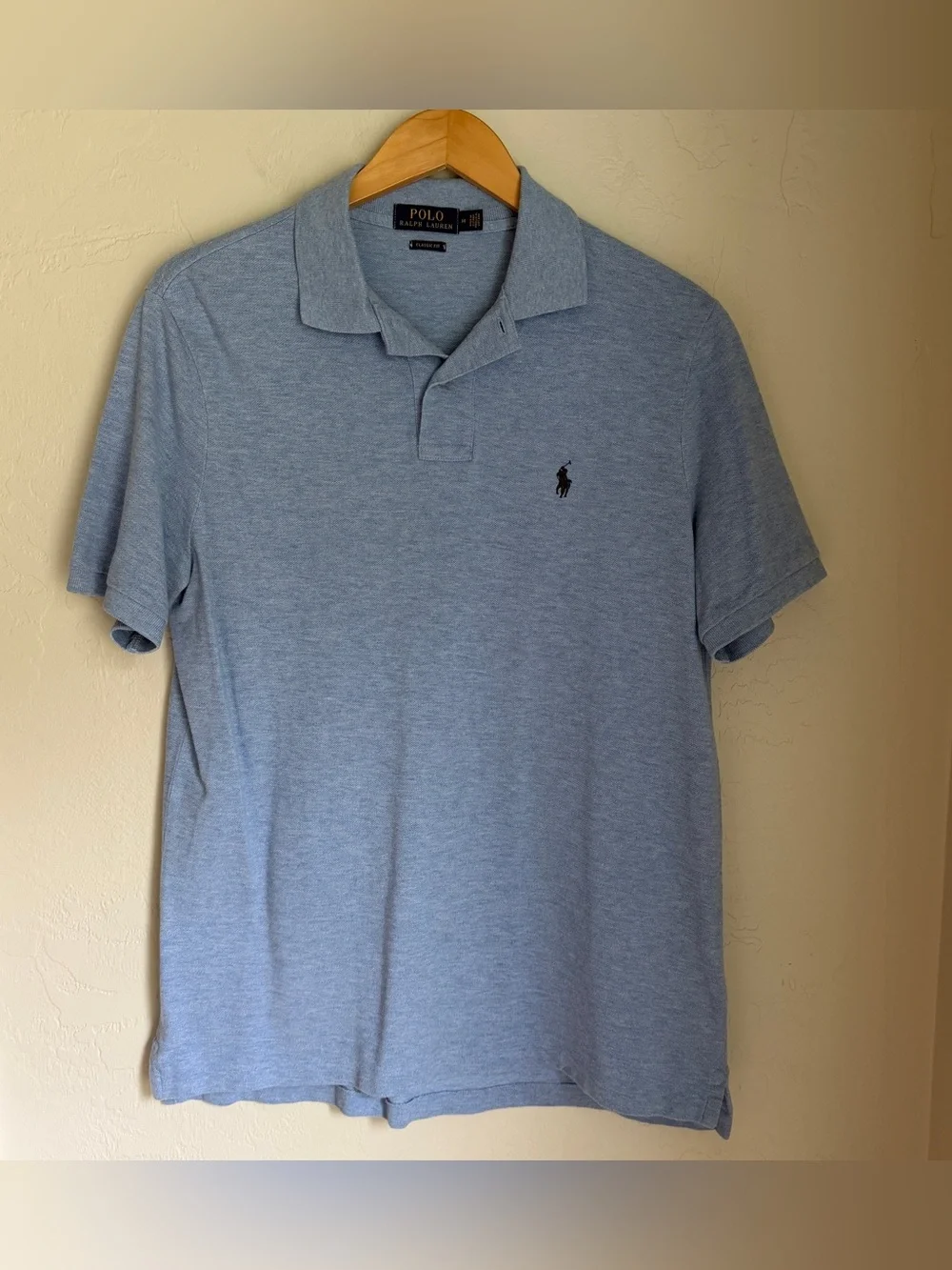 Ralph‎ Lauren Men's Classic Fit Heather Light Blue Polo Shirt Size M